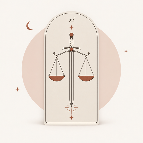 Tarot card XI, scales and sword — A Decision I'm Facing reading